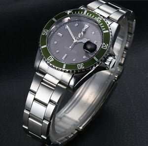 【送料無料】　腕時計　スチールアナログベゼルグリーンスイープautomatic watch sewor steel analog bezel green sweep movement day