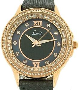 【送料無料】　腕時計　アナログストーンセットpu693801limit ladies analogue rose gold tone stone set bezel grey pu strap watch 693801