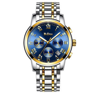 【送料無料】　腕時計　バイデンメンズミリタリースポーツクロノグラフステンレススチールストラップクォーツbiden mens military sport chronograph date stainless steel strap quartz watch｜hokushin