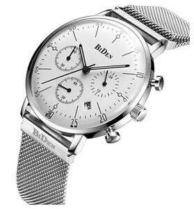 【送料無料】　腕時計　スポーツラグジュアリークロノグラフメッシュスチールストラップビジネスクォーツmen military sport luxury chronograph mesh steel strap business quartz watches