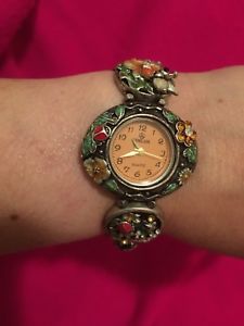 【送料無料】　腕時計　ブレスレットrare senlon wrist watch bracelet flower floral nature embellishments