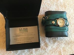 【送料無料】　腕時計　ウォッチティールハードウェアブランドla mer watch, multistrap, teal, silver hardware, brand