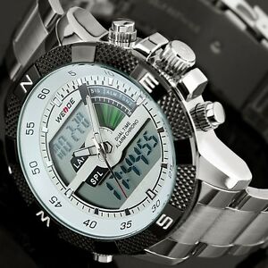 【送料無料】　腕時計　ウォッチクオーツled mensアナログステンレスmen watch wrist quartz led mens sport analog stainless steel luxury army watches