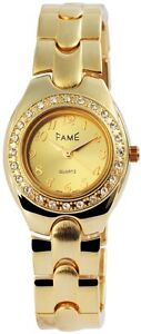 【送料無料】　腕時計　クオーツゴールドアナログメタルwomens quartz watch gold analogue metal rhinestones wristwatch w60463613797350