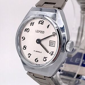 【送料無料】　腕時計　レマンヴィンテージハンドマニュアルトイレロープleman cal fe 1631 vintage watch hand manual winding date watch 28mm 3wc rope