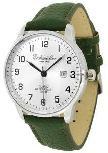 【送料無料】　腕時計　ステンレススチールグリーンレザーストラップアナログクォーツeichmller stainless steel watch for men green leather strap analogue quartz