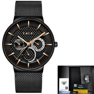 【送料無料】　腕時計　スポーツクォーツアナログステンレスメッシュストラップウォッチmen ultrathin sports quartz date analog stainless mesh strap waterproof watches