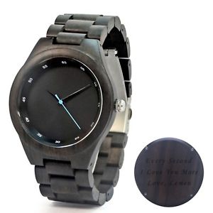 【送料無料】　腕時計　カスタムフリーウォッチengraved ebony wood watch custom wood watch groomsmen gift watch free engraving