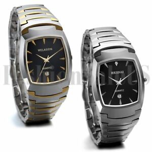 【送料無料】　腕時計　メンズビジネスタングステンカーバイドクオーツアナログmens luxury business tungsten carbide quartz analog charm wrist watch with date