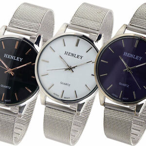 【送料無料】　腕時計　mensスマートヘンリーメッシュmens classic stylish henley mesh bracelet watch gift boxed
