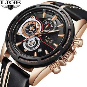 【送料無料】　腕時計　メンズトップブランドクオーツカレンダーlige mens wristwatches top brand luxury quartz wristwatch men calendar leath｜hokushin 18,485円