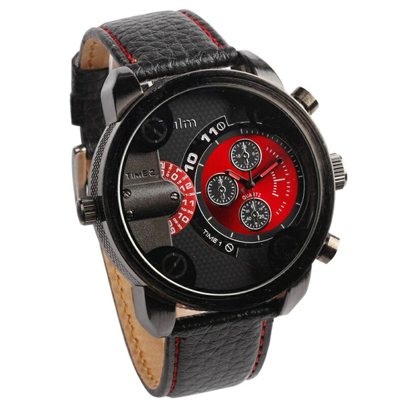 【送料無料】　腕時計　5x oulm mens two zifferblaetter wristwatch red n6t4 17,985円