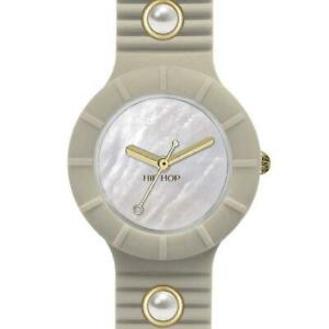 【送料無料】　腕時計　レディースヒップホップシリコンベージュwomens wristwatch hip hop pearls hwu0495 small 32mm silicone beige golden