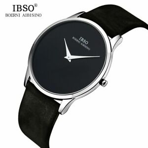 【送料無料】　腕時計　ibso 7mm ultraibso 7mm ultra thin mens quartz watches luxury genuine leather waterproof