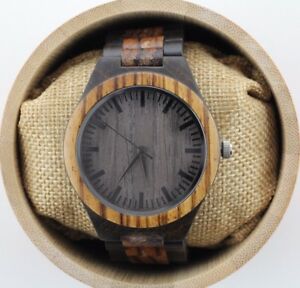 【送料無料】　腕時計　ウッドゼブラウッドメンズウッドパーソナライズangie wood creations ebony and zebra wood men’s wood,personalized wood watch