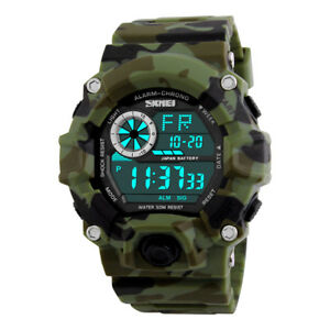【送料無料】　腕時計　ガスバリアバーロンドカムフラージュスポーツas fr6751 impermeable 5bar resine ronde armee camouflage montre sport numerique