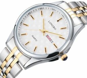 【送料無料】　腕時計　カレンダーfanmismensステンレスアナログfanmis mens luxury gold stainless steel analog quartz watches with date calendar｜hokushin