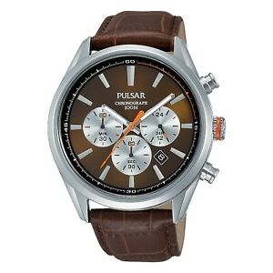 【送料無料】　腕時計　パルサークロノグラフレザーストラップウォッチ×pulsar gents chronograph leather strap watch pt3723x1pnp 16,316円