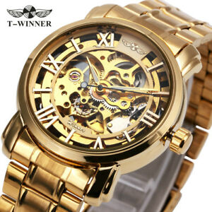 【送料無料】　腕時計　asde24 wasserdicht 3bar edelstahl runden montregoldeneas de24 wasserdicht 3bar edelstahl runden montre man goldene skeleto