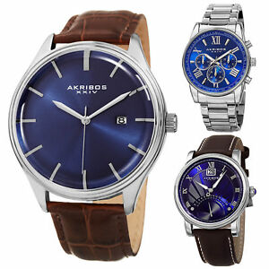 【送料無料】　腕時計　レザーブレスレットtop akribos xxiv blue madness best selling leather bracelet watches