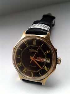 【送料無料】　腕時計　ロシアslava rare 26ヴィンテージussrソslavaau10vintage ussr soviet slava watch russian slava rare 26 jewels gold plated au10