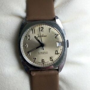 【送料無料】　腕時計　listingjustinaコードマニュアルヴィンテージウォッチ307mm listingjustina cord manual vintage watch 30,7 mm working