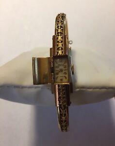【送料無料】 腕時計 ビンテージスイスレディースブレスレットbeautiful and vintage swiss gold plated repco 17j ladies windup bracelet watch|hokushin