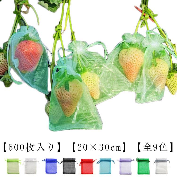 500枚 果実袋 ぶどう 園芸 ナイロン 園芸用品 送料無料 袋 巾着 多用途 20×30cm 光通過 防虫袋 害虫鳥避け 果物保護ネット ガーデニング ガーデニング用品 農業用 フルーツ 穴極細 家庭菜園 フルーツネット 果物保護袋 鳥よけ網