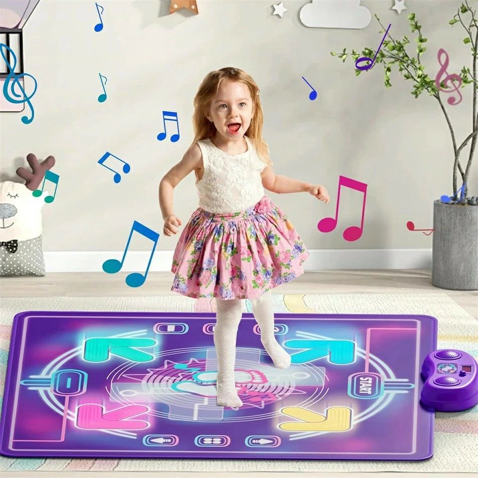 陰電子快い音社交ダンス引っ敷き ちびっ子用タッチプレイマット 4つの流行り物 LED点火装置付き添い人陰電子社交ダンス引っ敷き Bluetooth受け支える 快い音内蔵 クリ