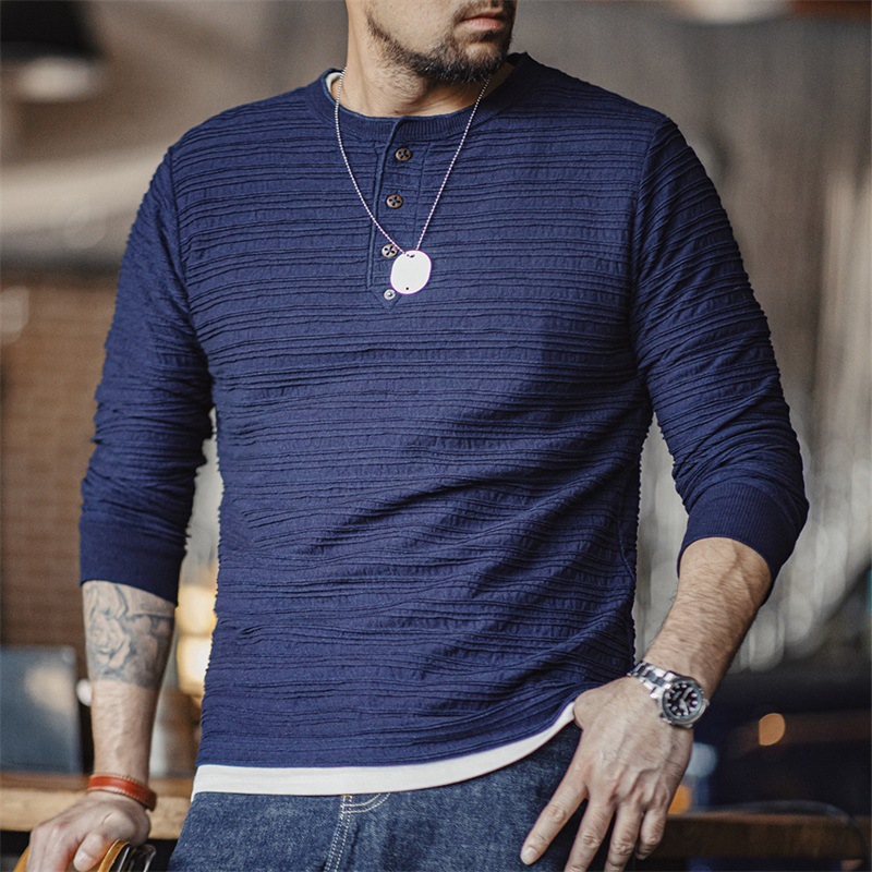 WAVE HENRY SHIRT カジュアル vintage長袖シャツ メンズ tシャツ