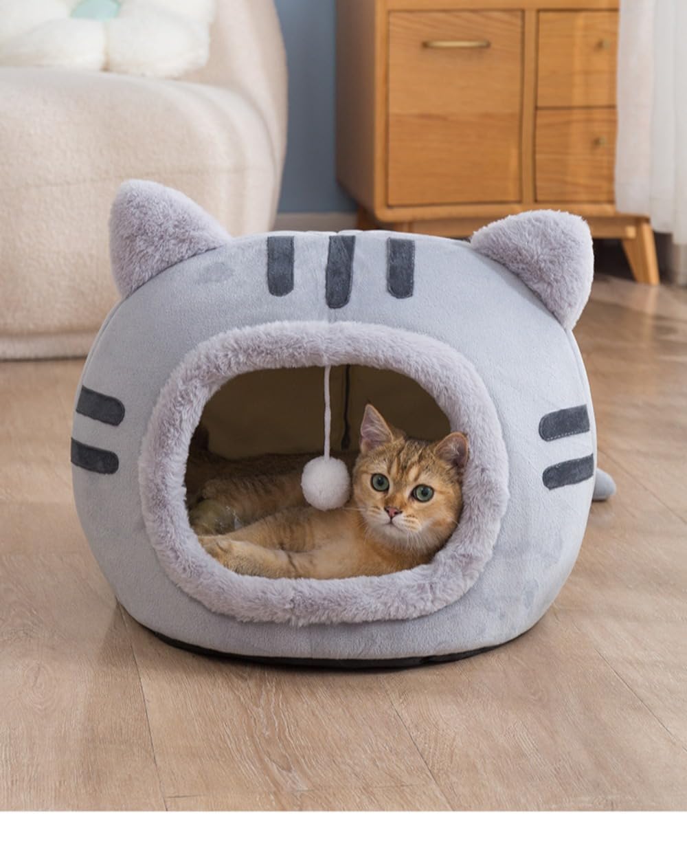ベッドドーム 可愛い ドームハウス 猫用 折りたたみ式寝マット 小型犬 猫ハウス 暖かい ドーム型 保温防寒 冬 猫犬小動物用 猫はうす クッション 犬猫兼用 猫 おしゃれ マット 屋外 ふわふわ 寒さ対策 ドーム (ブラウン M) 猫 室内用厚み