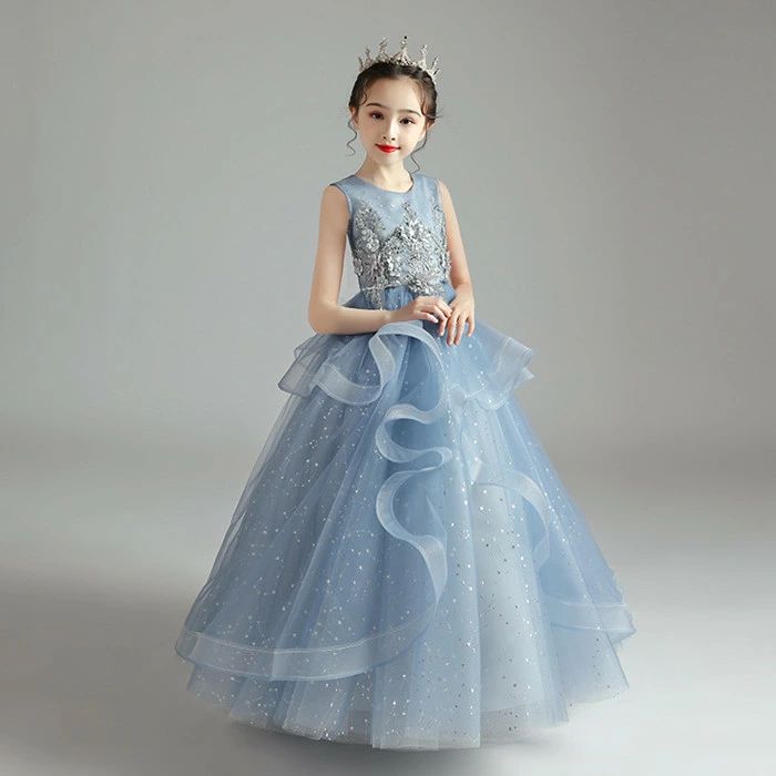 ガールズ 140cm 結婚式 100cm 150cm 袖あり ドレス 120cm 袖付き 発表会 子供 ミニ こども 130cm ミモレ 子供ドレス おしゃれ ロング ドレス ブルー キッズドレス スジュニア ピアノ発表会 フォーマル 演奏会 110cm 子供ワンピース ドレス プリンセスドレス 160cm 可愛い