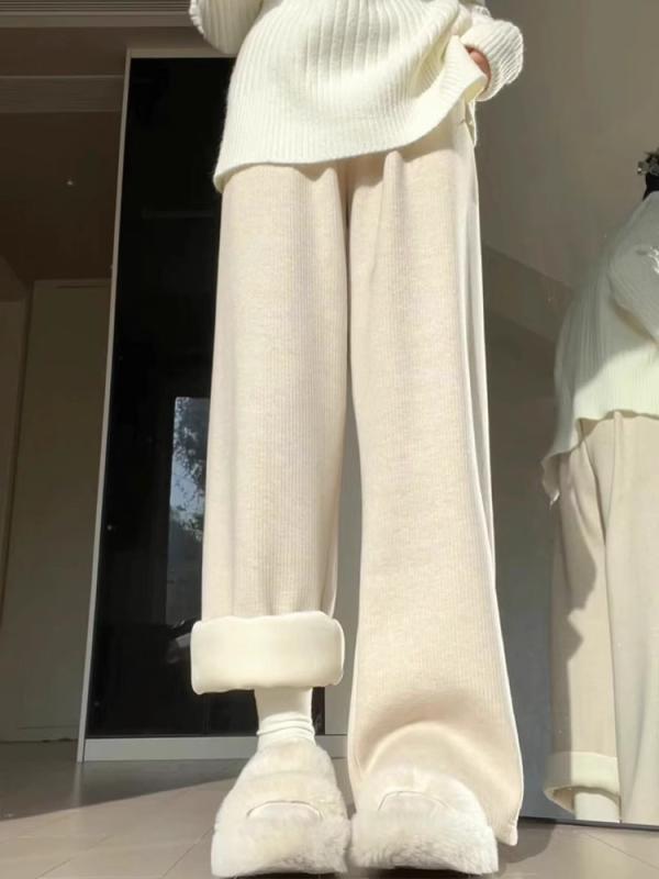 リラックスパンツ スタイルアップ ウエストゴム 普段使い オフィス ストレート ワイドパンツ パンツ カジュアル 高見え イージーパンツ 羊毛 部屋着 レディース きれいめ ゆったり 春秋冬 美脚