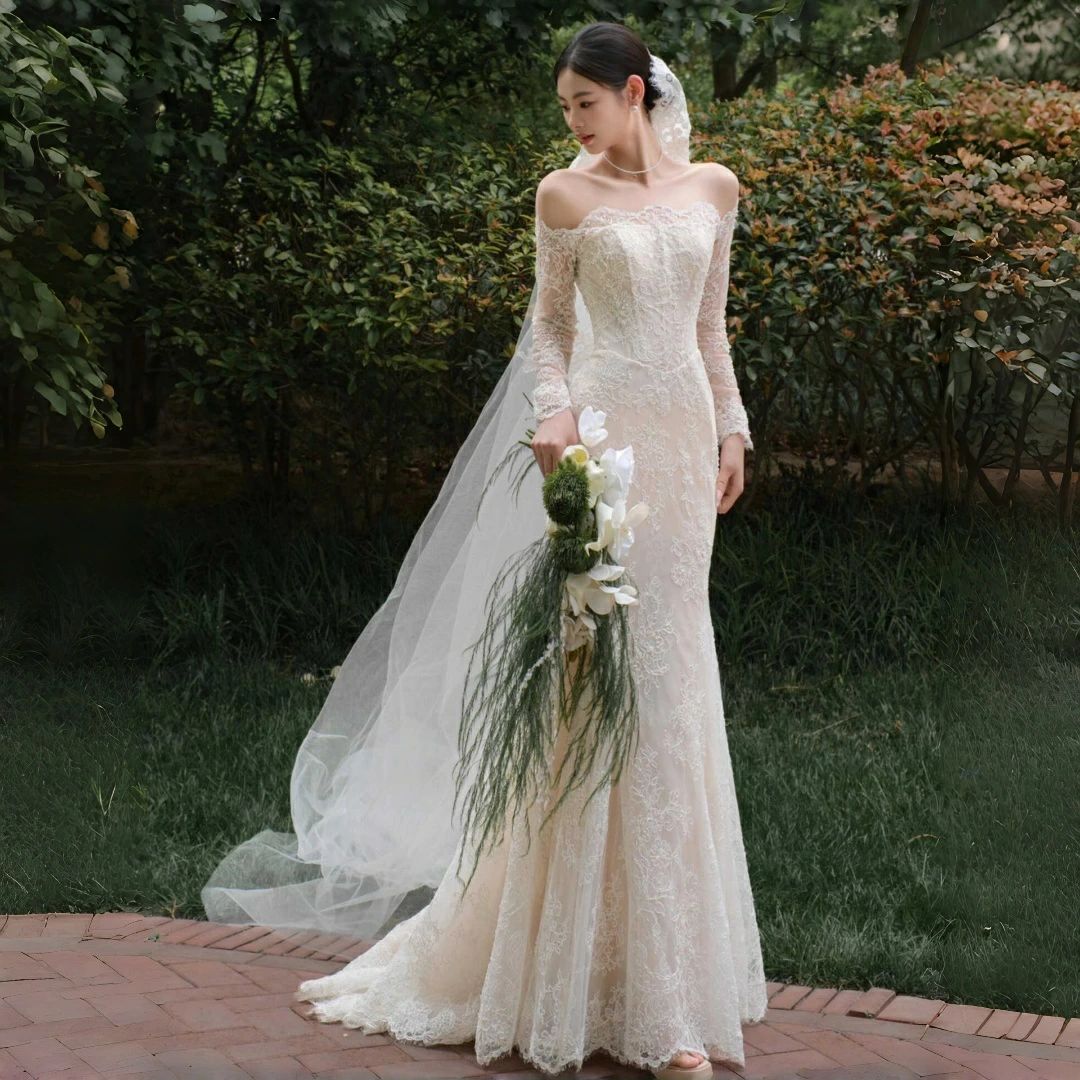 花嫁 結婚式 前撮り L ウエディングドレス XS 二次会ドレス オフショルダー ガーデンウエディング ロングドレス wedding 結婚式 マーメイドラインドレス dress ブライダル S 海外挙式 後撮り XXL 披露宴 M 白 パーティードレス 13,320円