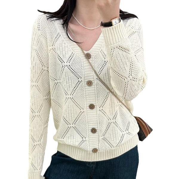 かわいい トップス XL 米白色 ?其色 薄手 ゆったり レディース あったか 天藍色 M 杏色 Vネック 長袖 無地 ニット 春秋冬 L S 通勤
