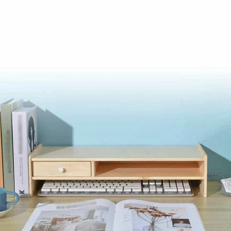 卓上ラッ ノートパソコン台 組み立て簡単 モニタースタンド 引出し 1段 キーボード収納 大容量 木製 机上台 引出付き 机上ラック｜hokutostore