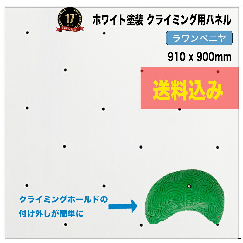 ホワイト塗装済みクライミングウォール用パネル (910 x 900mm )- 個人宅用クライミング壁(Bolt タイプ)