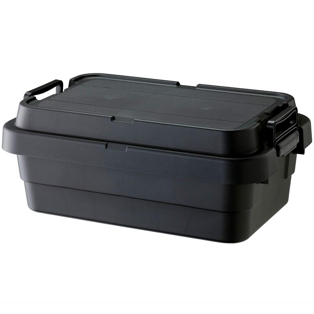 リス(RISU) 収納ボックス トランクカーゴ 30L ブラック 日本製 TC-50S LOW コンテナ ボックス スタッキングロータイプ屋外収納 キャンプ 防水