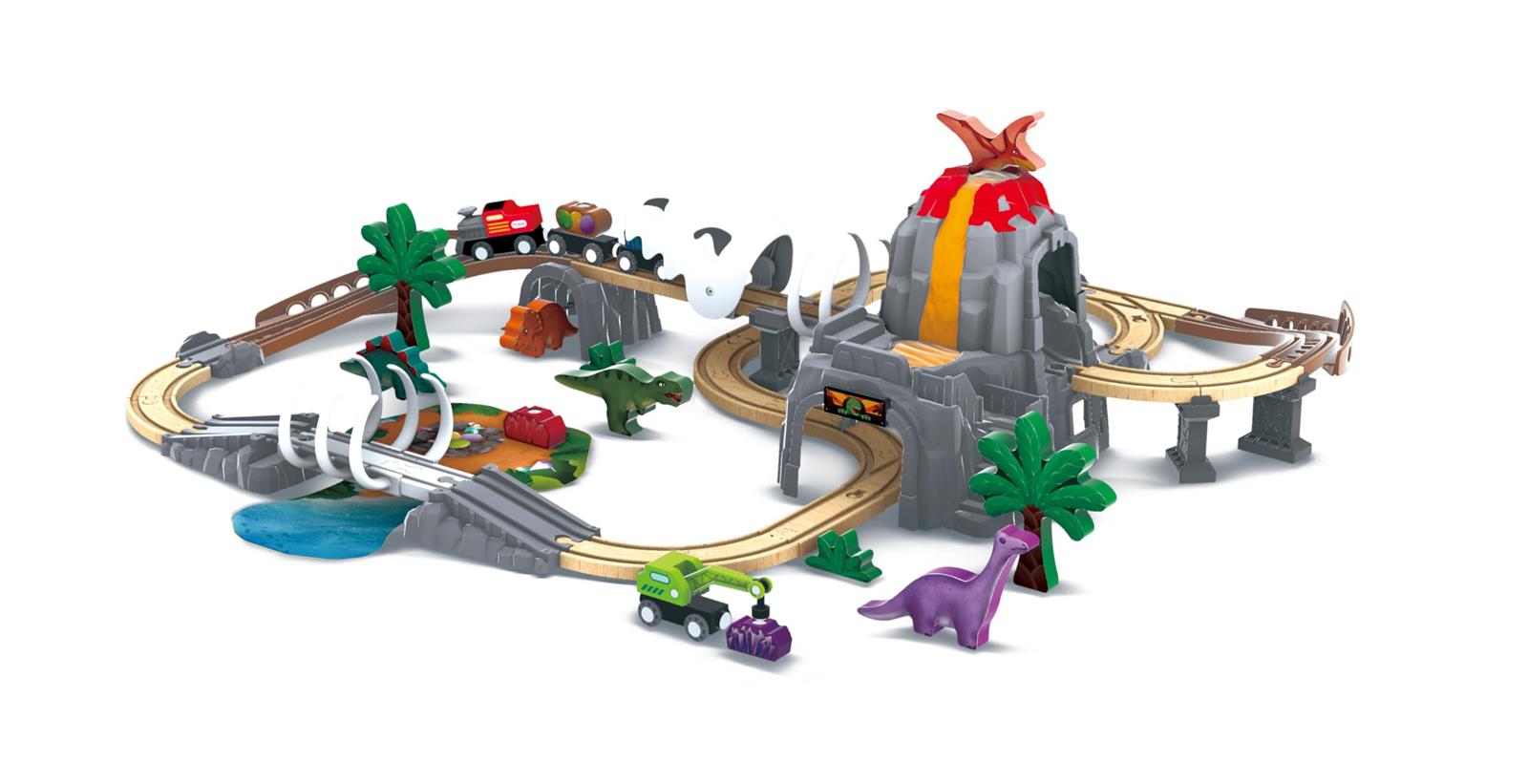 Hape(ハペ) 恐竜線路晴れ晴れしい仕掛ける 3才以上 木製 線路仕掛ける 遊び道具 E3795