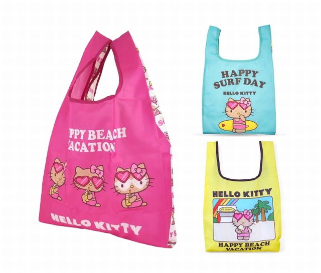 ハローキティ ビーチバケーション バッグ　タオル　セット　沖縄　日焼けキティ 新品未使用】ハローキティ 沖縄 ビーチバケーション フェイス