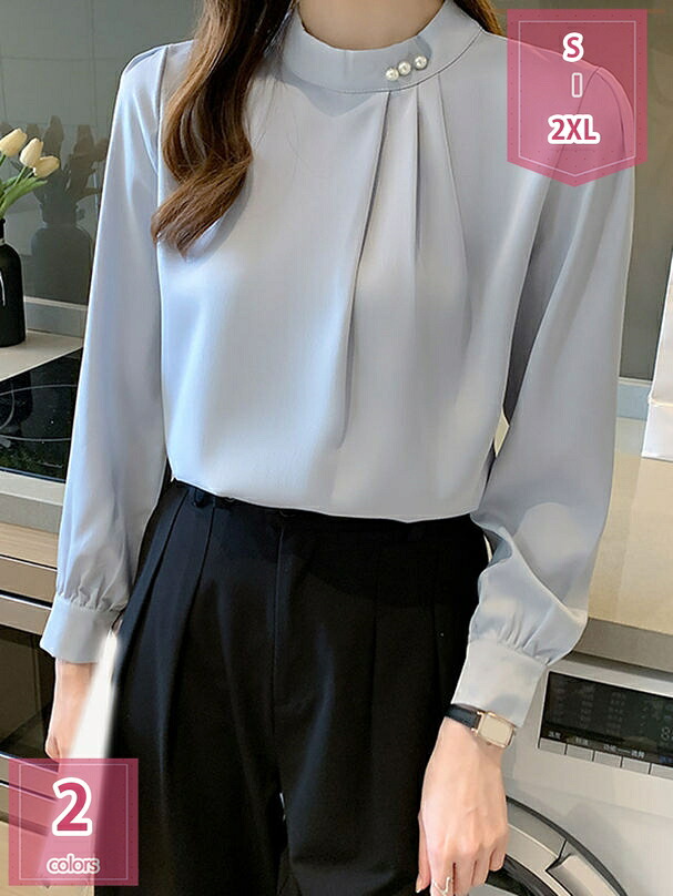 1000円OFFクーポン ブラウス シャツ レディース シフォン トップス 丸首 長袖 カットソー フォーマル 通勤 オフィス カジュアル 無地 レースシャツ ゆったり 着痩せ 通勤 OL シャツブラウス パフスリーブ おしゃれ きれいめ 通学 女子会 holosbird-goods1｜Holosbirdgoods1