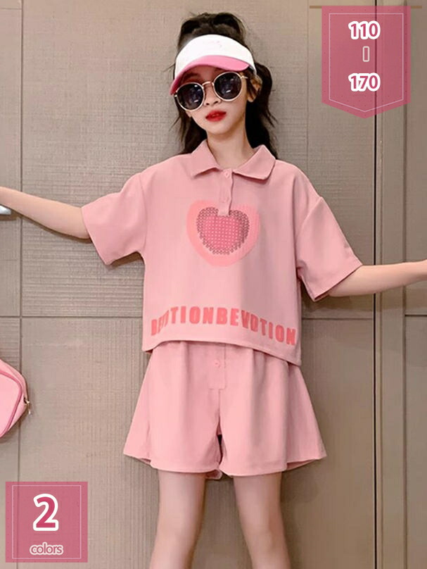 1000円OFFクーポン キッズ セットアップ 女の子 ジャージ ショートパンツ 半袖 tシャツ 上下セット 夏服 子供 女児 小学生 おしゃれ ガールズ ズボン 短パン 通園 通学 シャツ 2点セット カジュアル ベビー服 子ども服 夏 holosbird-goods1