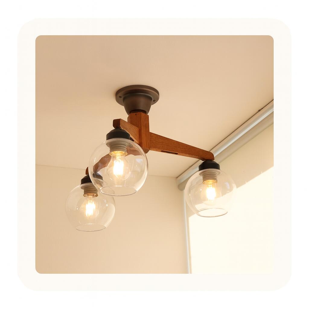 楽天市場】glassball2 hom 2灯 シーリングライト ガラス 木製 LED 8畳