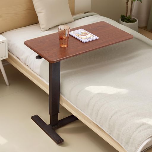 Qucover サイドテーブル 昇降式テーブル ベッドテーブル 介護 キャスター付き 幅80cm 高さ67-90.5cm ガス圧昇降 無段階高さ調節 PCテーブル 在宅勤務 組立品 (天板幅80ブラウン)｜HOMARINA 店