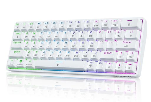 DieryaDK63ワイヤレスゲーミングメカニカルキーボードBluetooth/2.4G/有線繋ぎ合わせる赤軸力学的取り替えっこ60%鍵盤RGBうしろ側ともし火全足がかり無ぶつかり合う英語取り合わせWindows/Mac相応う(白いこと青軸)