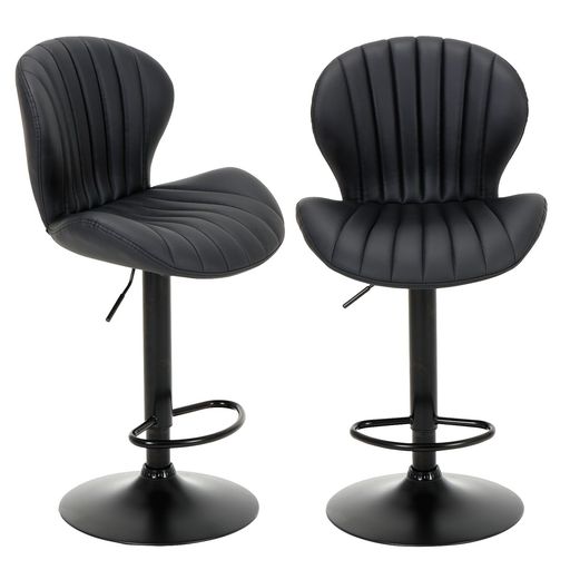 CHAIRKER カウンターチェア 2脚セット 昇降式 回転 バーチェア ハイバック 高さ調整60-81.5cm キッチンカウンター バースツール アイランドキッチン ダイニング おしゃれ (ブラック)｜HOMARINA 店
