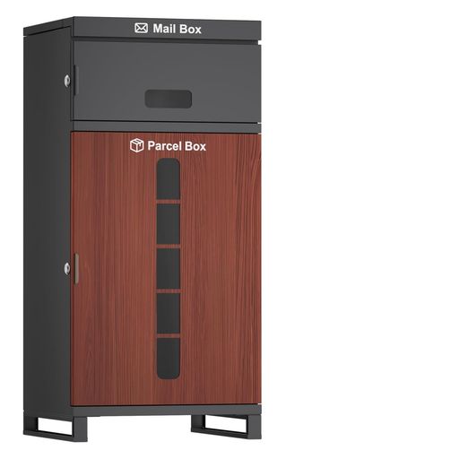【複数投函可能/大容量】宅配ボックス宅配BOXおしゃれ木目調ポスト一体型ポスト付き組み立て不要防水・防錆屋外置き配盗難防止両開扉透明窓案内ステッカー付き戸建て用個人宅