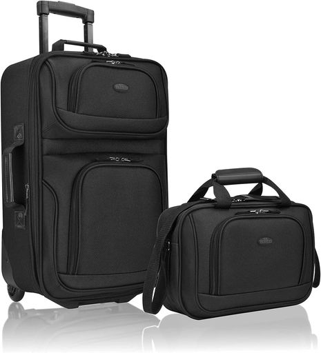 [U.S.Traveler]U.S.トラベラーRio拡張可能な機内持ち込みキャリー2ピースセット15インチおよび21インチ
