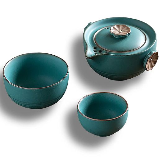 LOVE MIYABI トラベル用茶器セット 2人用 超コンパクト収納 アウトドアで美味しいお茶を簡単に 旅行/お出かけ用 中国茶/日本茶/紅茶 ピクニック キャンプ 登山 茶壷 急須 茶杯2個 グッドデザ&hellip;｜HOMARINA 店