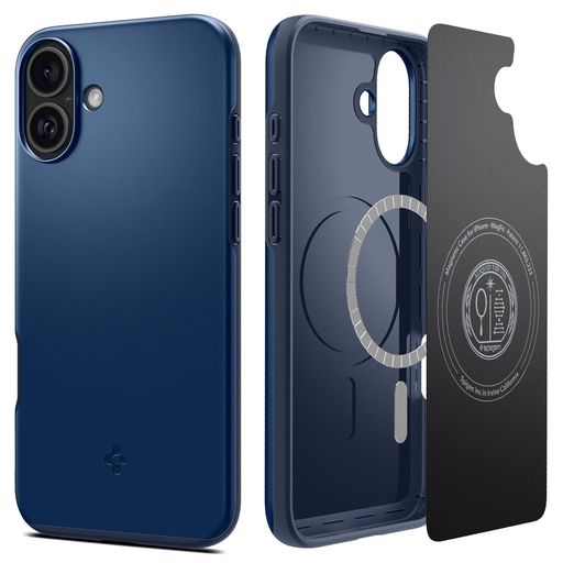 Spigen【創業18年の技術力】iPhone16ケースMagSafe対応耐衝撃薄型軽量マット米軍MIL規格シン・フィット・マグフィットACS08187(ネイビー・ブルー)